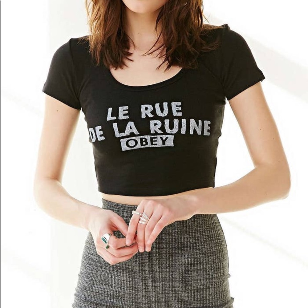 Obey Black Crop Top